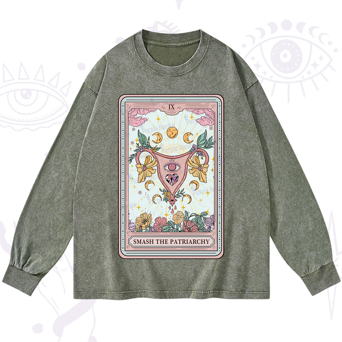 Purplehecate The Smash the Patriarchy Tarot Washed Long Sleeve Shirt