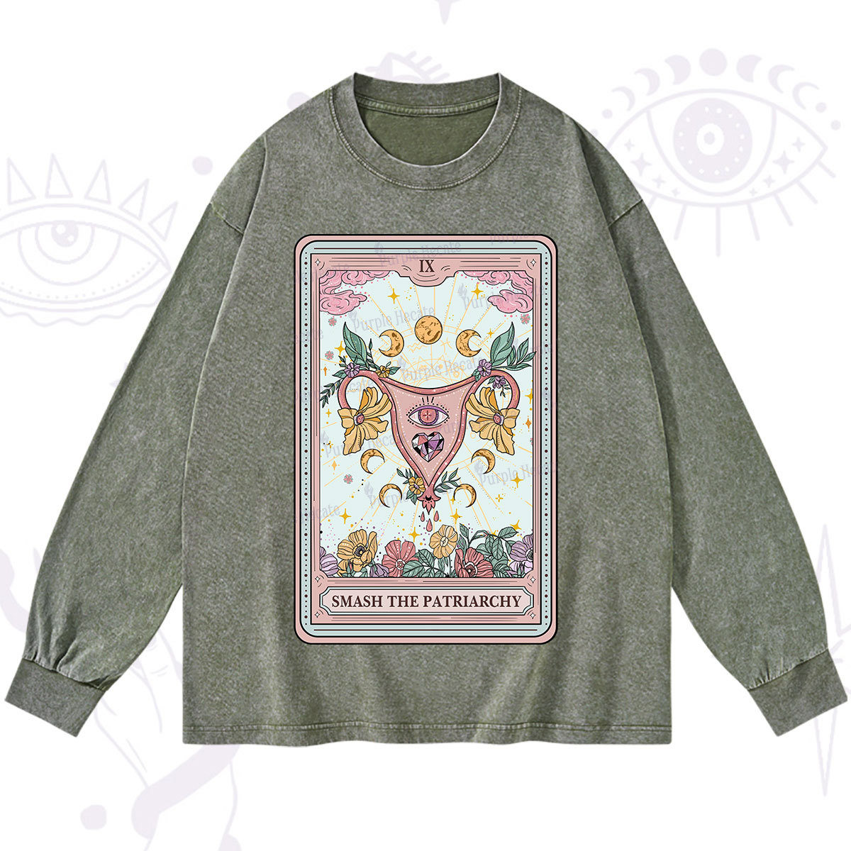 Purplehecate The Smash the Patriarchy Tarot Washed Long Sleeve Shirt