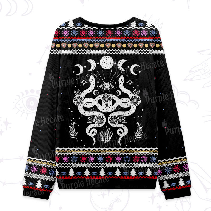 Purplehecate Lunar Serpent Alchemy Ugly Christmas Sweatshirts