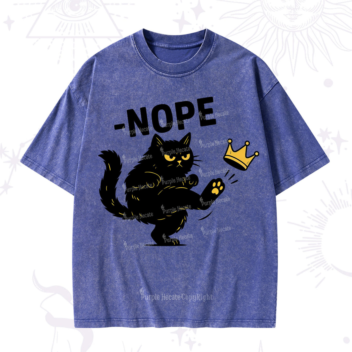 Purplehecate No Kings Black Cat Washed T-Shirt