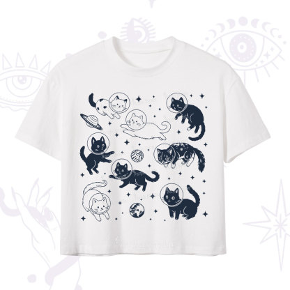 Purplehecate Cats in Space Crop T-Shirt