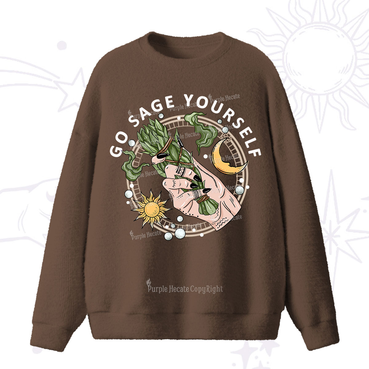 Purplehecate Go Sage Yourself Fuzzy Ugly Sweater