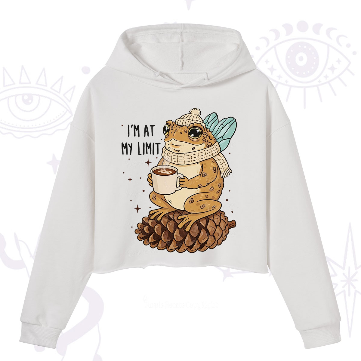 Purplehecate I'm At My Limit Funny Frog Crop Hoodie