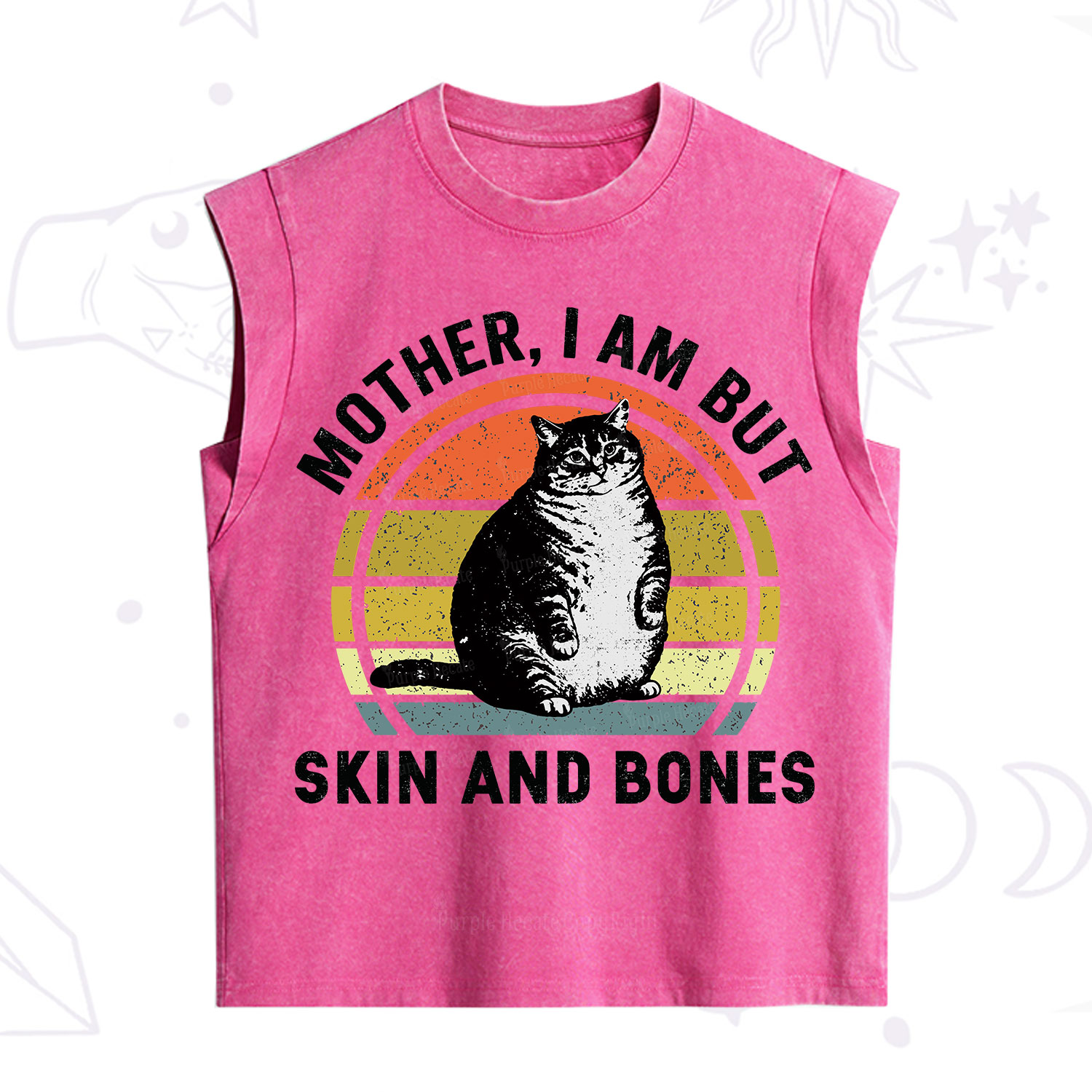 Purplehecate Mother I Am But Skin And Bones Funny Cat Vintage Washed Tank