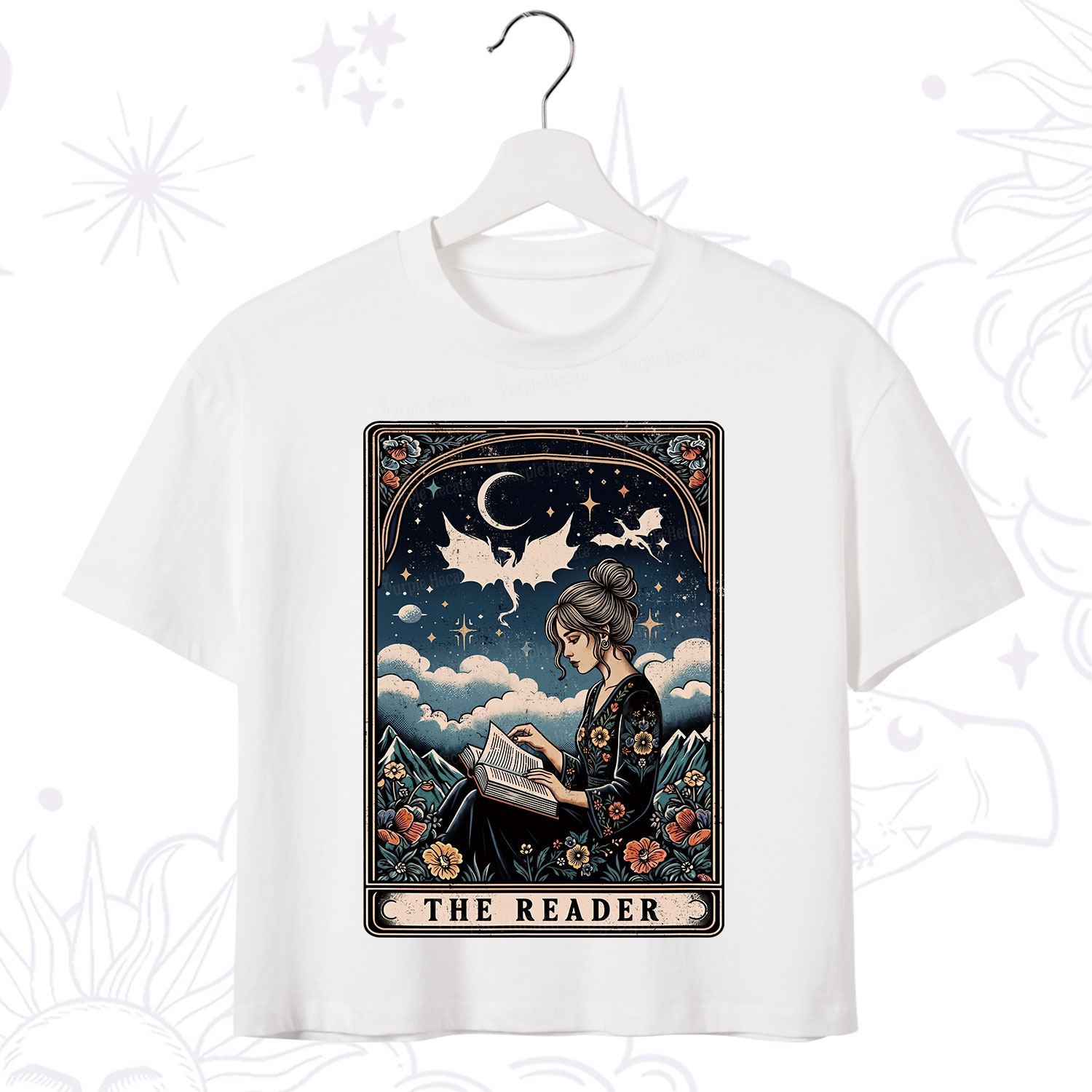 Purplehecate The Reader Tarot Mystic Night Crop T-Shirt