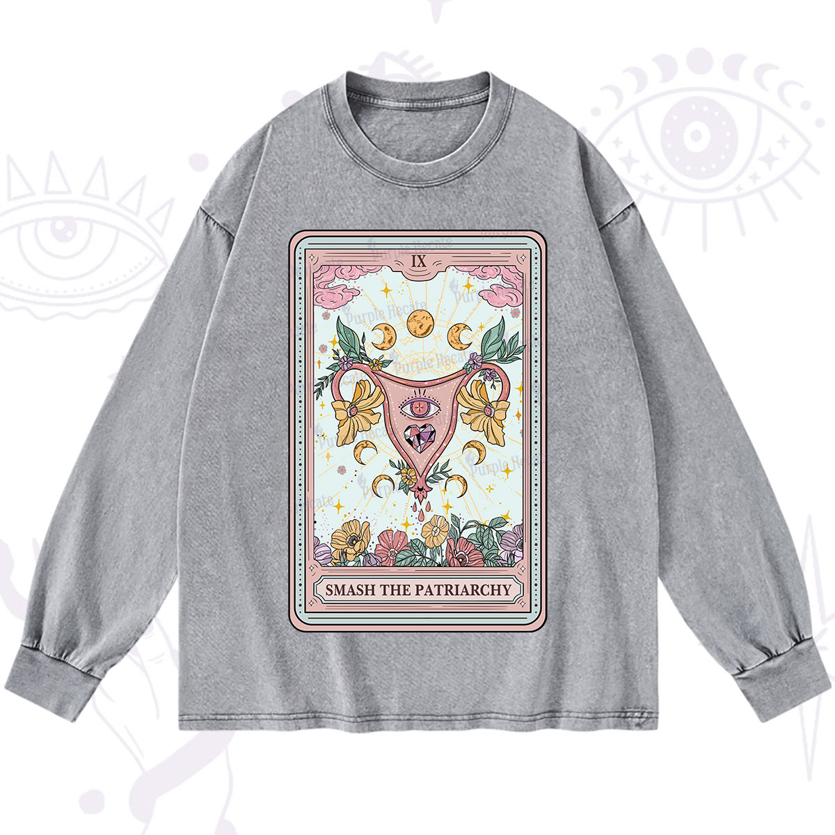 Purplehecate The Smash the Patriarchy Tarot Washed Long Sleeve Shirt