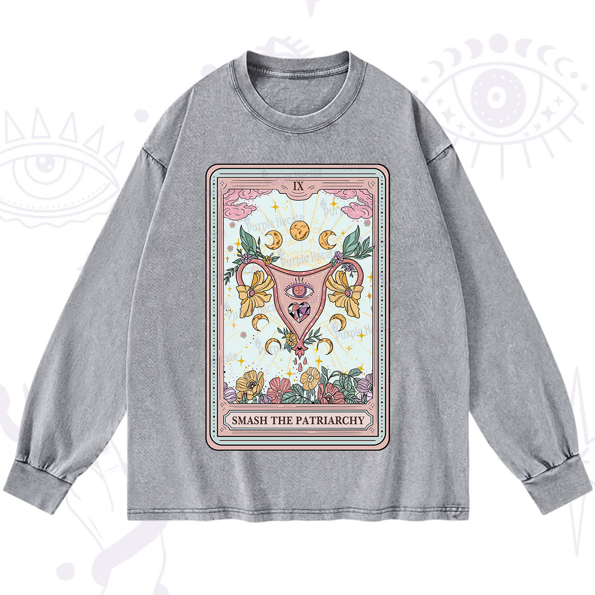 Purplehecate The Smash the Patriarchy Tarot Washed Long Sleeve Shirt