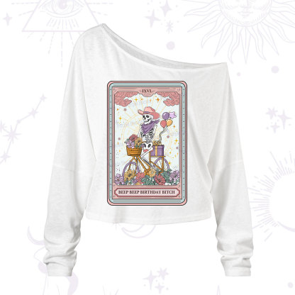 Purplehecate The Beep Beep Birthday Bitch Tarot One Shoulder Long Sleeve Shirt