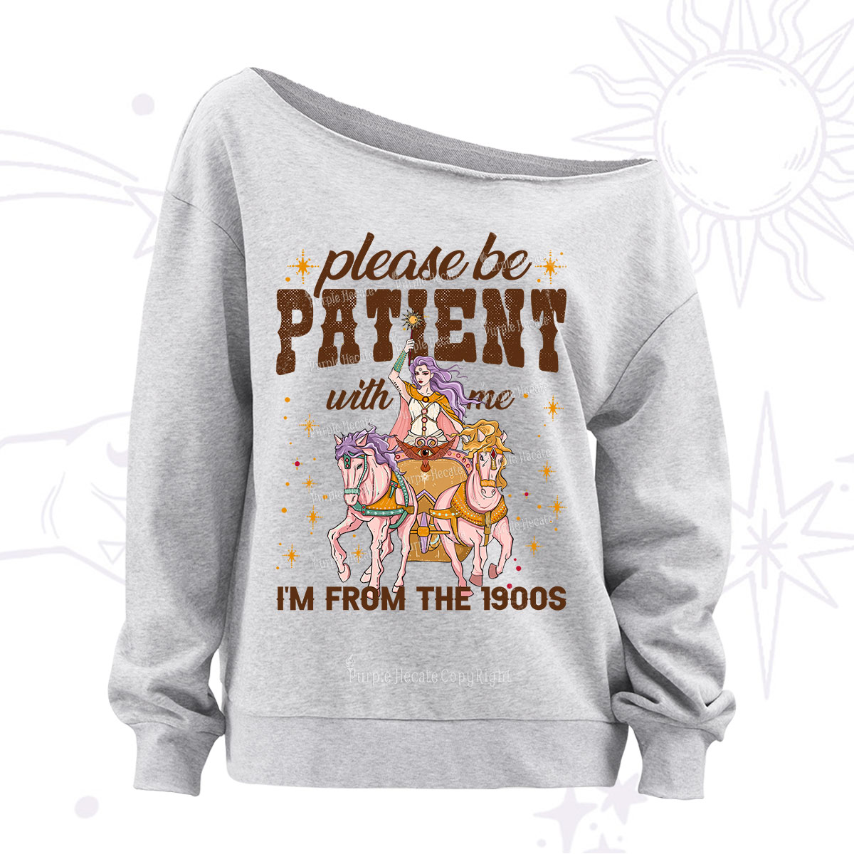 Purplehecate Please Be Patient With Me I'm From The 1900s Off The Shoulder Sweatshirt