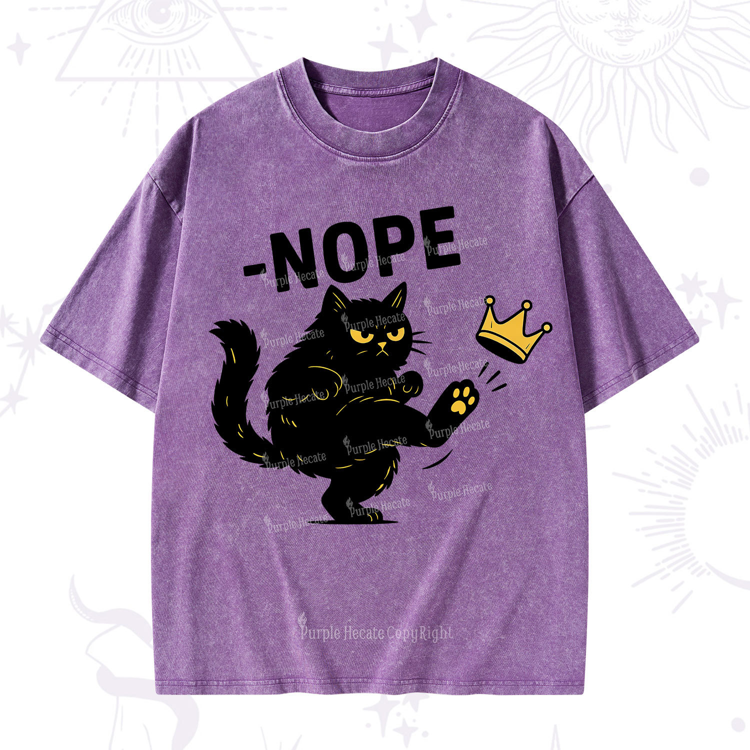 Purplehecate No Kings Black Cat Washed T-Shirt
