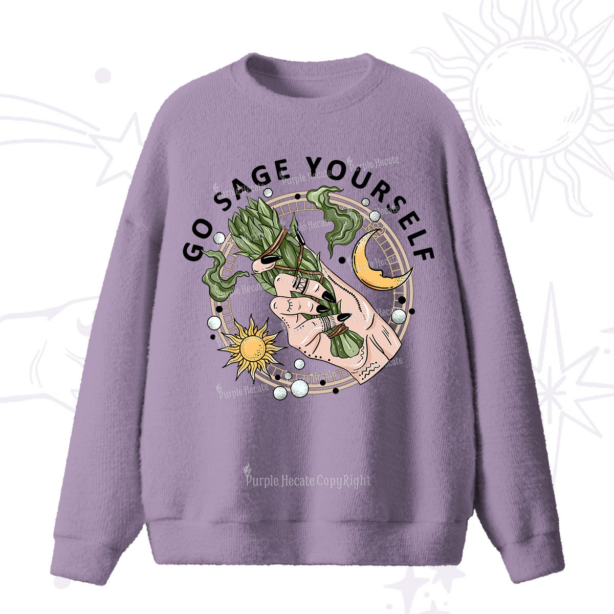 Purplehecate Go Sage Yourself Fuzzy Ugly Sweater