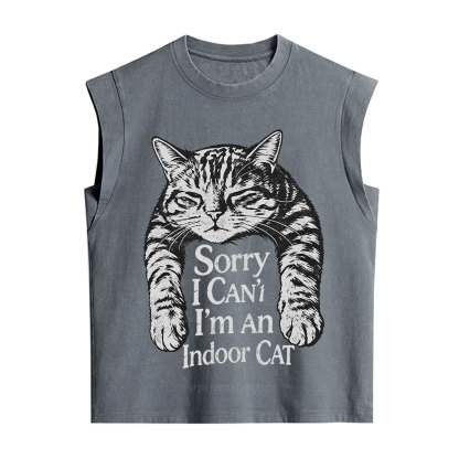 Purplehecate Sorry I Can't Go I'm an Indoor Cat Vintage Washed Tank