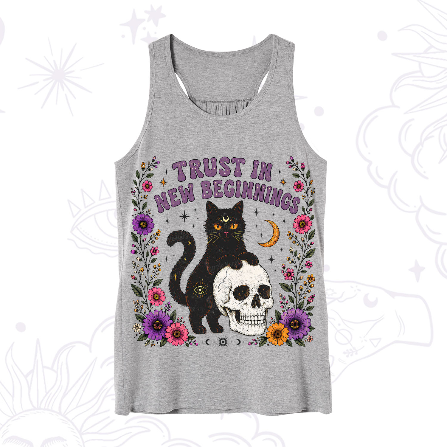Purplehecate Trust in New Beginnings Black Cat Tank