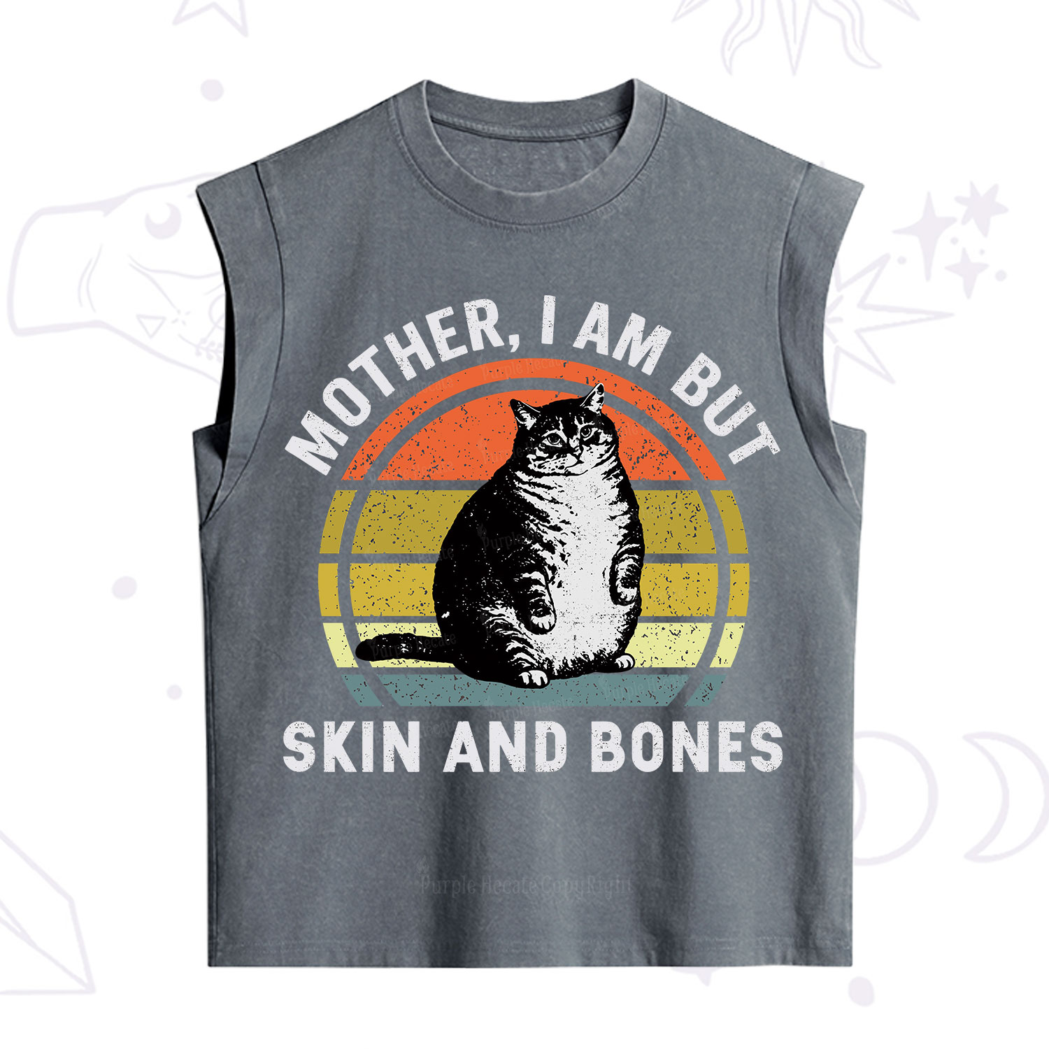 Purplehecate Mother I Am But Skin And Bones Funny Cat Vintage Washed Tank