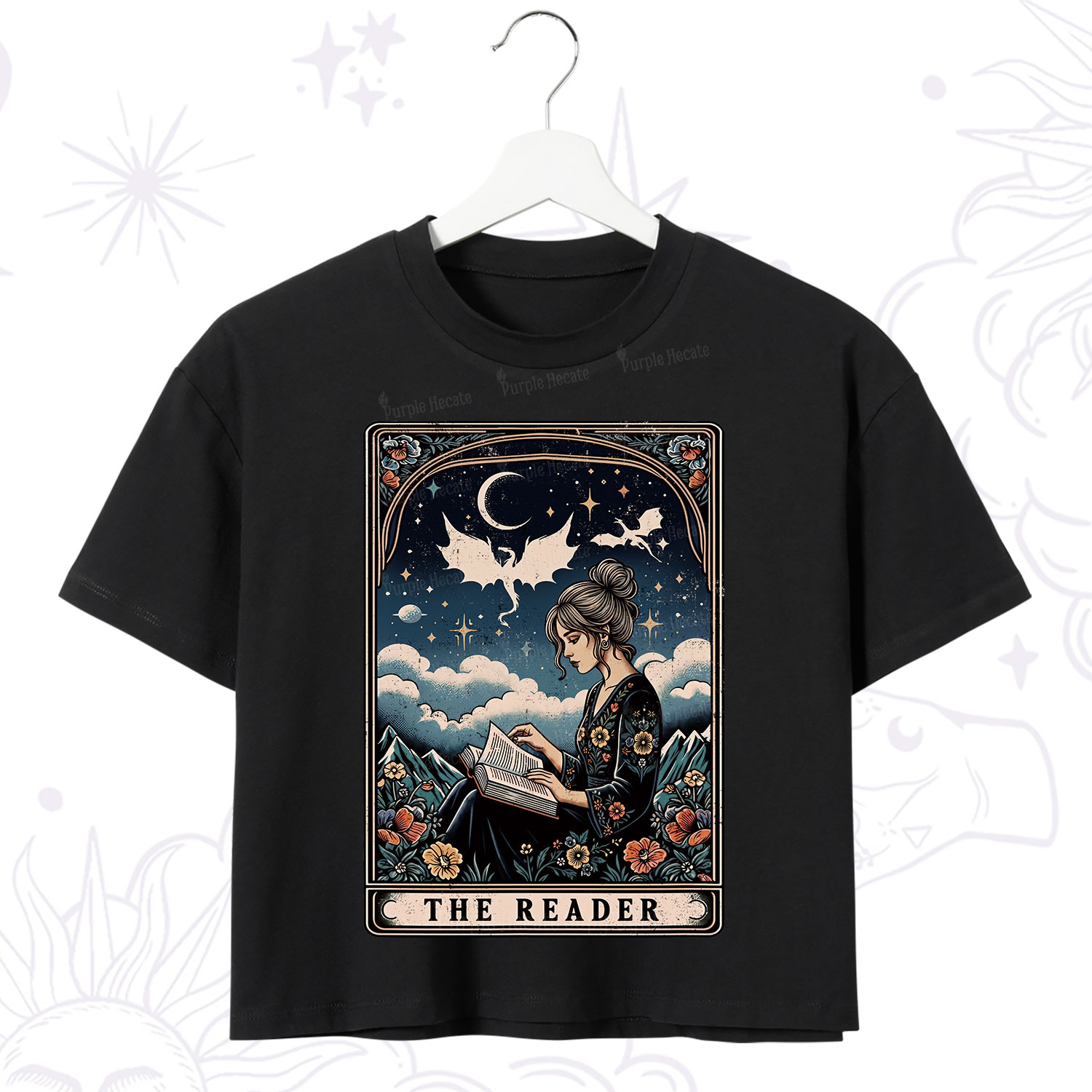 Purplehecate The Reader Tarot Mystic Night Crop T-Shirt