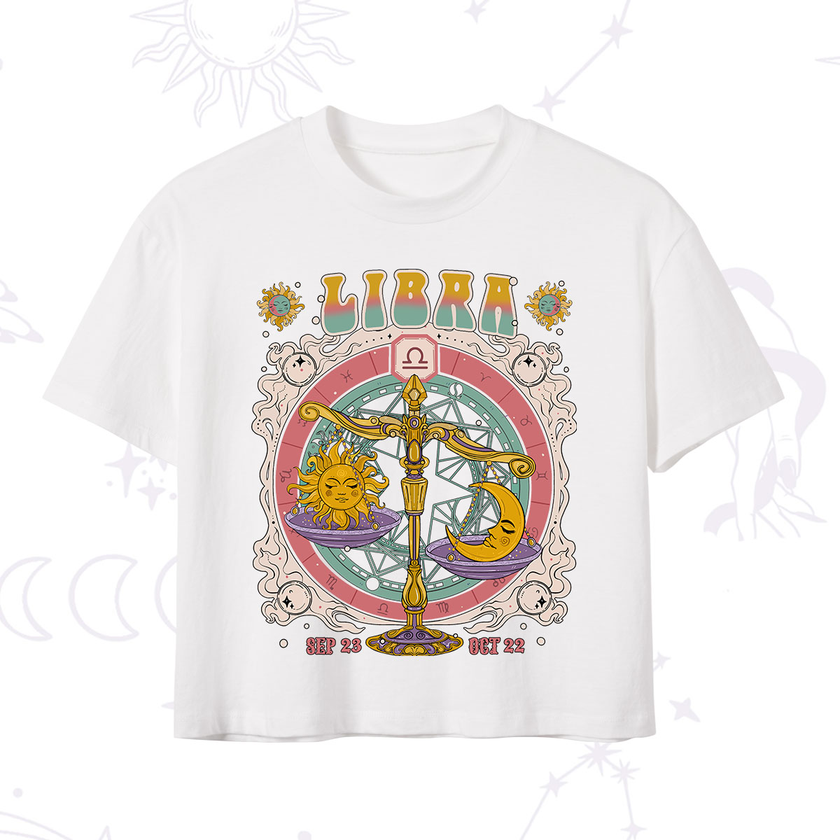 Purplehecate Libra Cosmic Zodiac Crop T-Shirt
