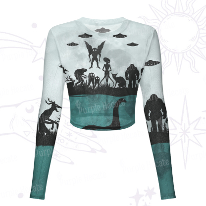 Purplehecate Alien Lake Monster Encounter Mesh Long Sleeve Crop Top