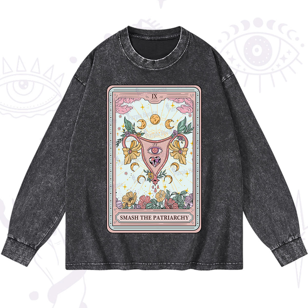 Purplehecate The Smash the Patriarchy Tarot Washed Long Sleeve Shirt