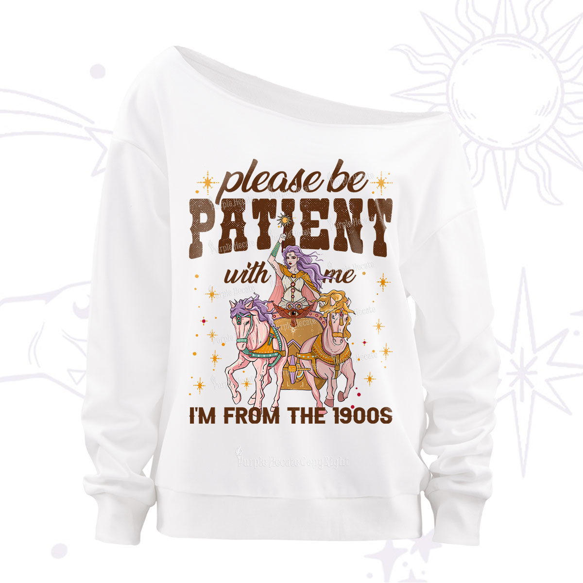Purplehecate Please Be Patient With Me I'm From The 1900s Off The Shoulder Sweatshirt