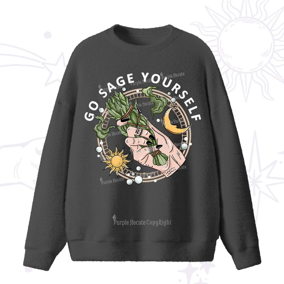 Purplehecate Go Sage Yourself Fuzzy Ugly Sweater