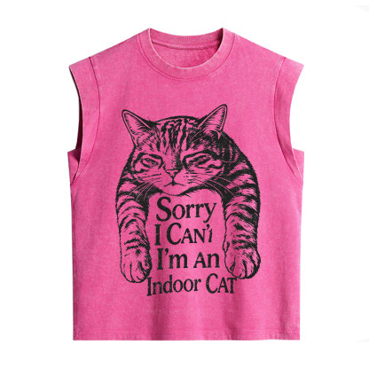 Purplehecate Sorry I Can't Go I'm an Indoor Cat Vintage Washed Tank