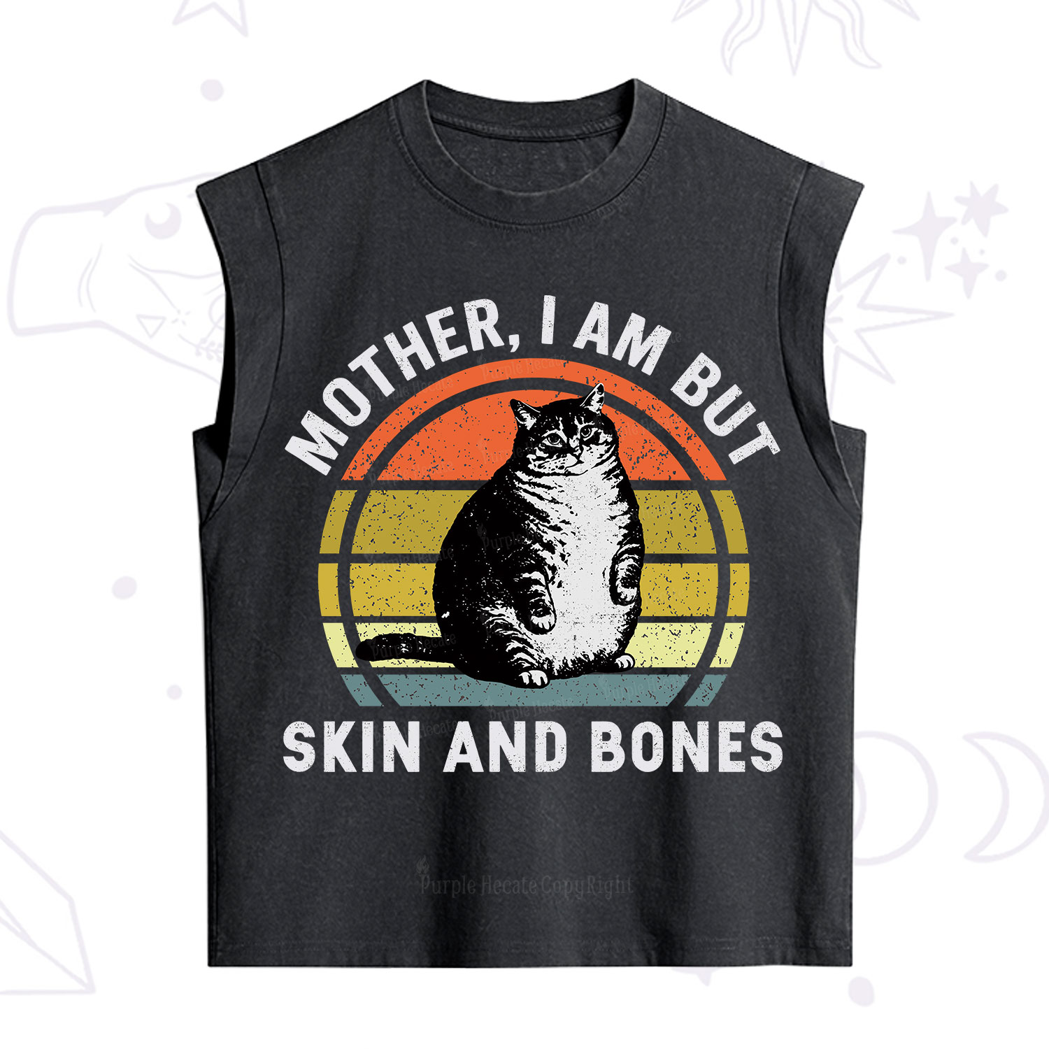 Purplehecate Mother I Am But Skin And Bones Funny Cat Vintage Washed Tank