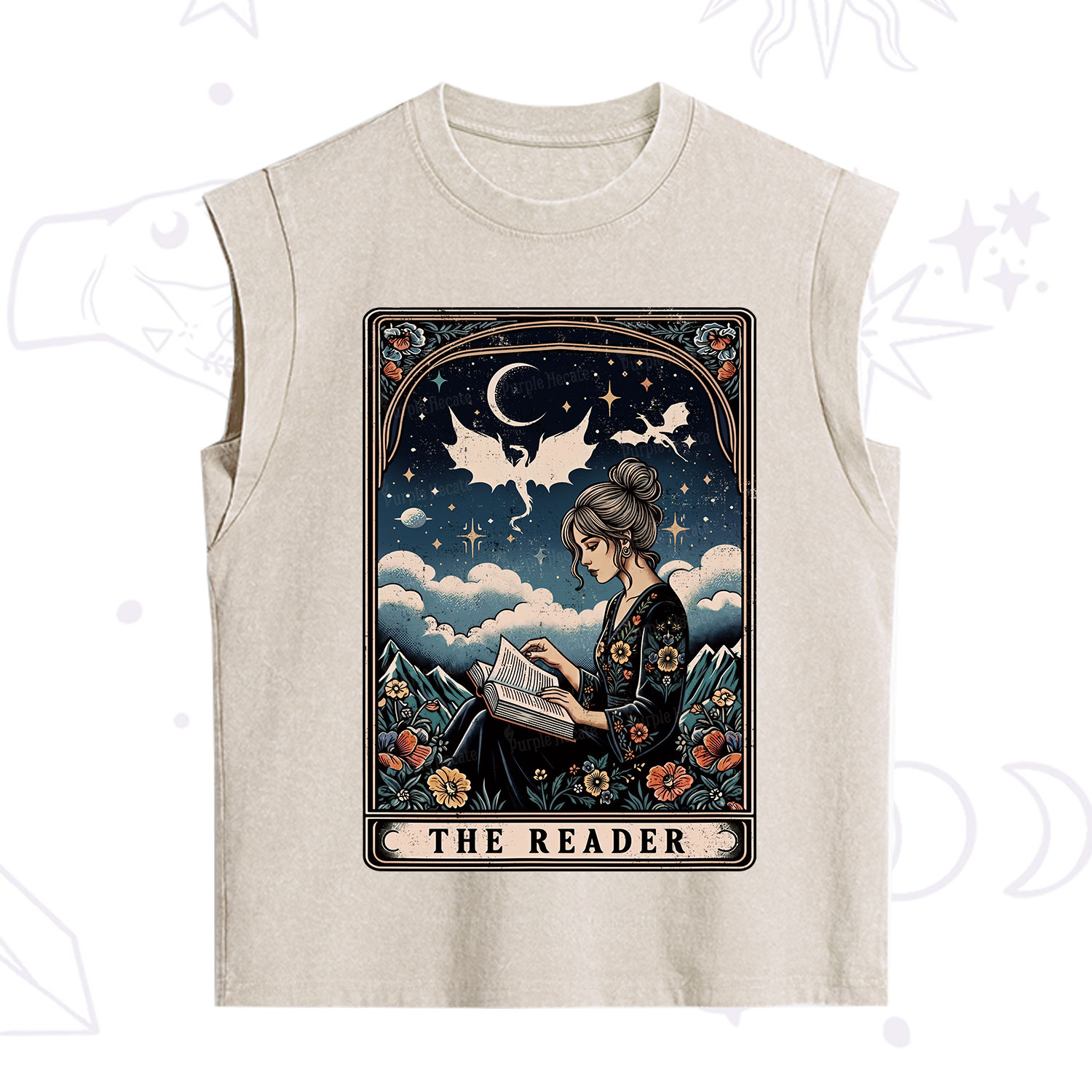 Purplehecate The Reader Tarot Mystic Night Vintage Washed Tank