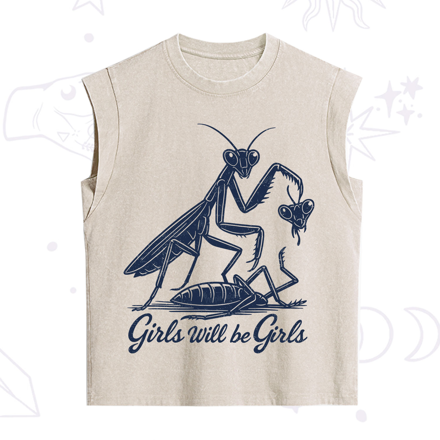 Purplehecate Girls Will Be Girls Praying Mantis Vintage Washed Tank