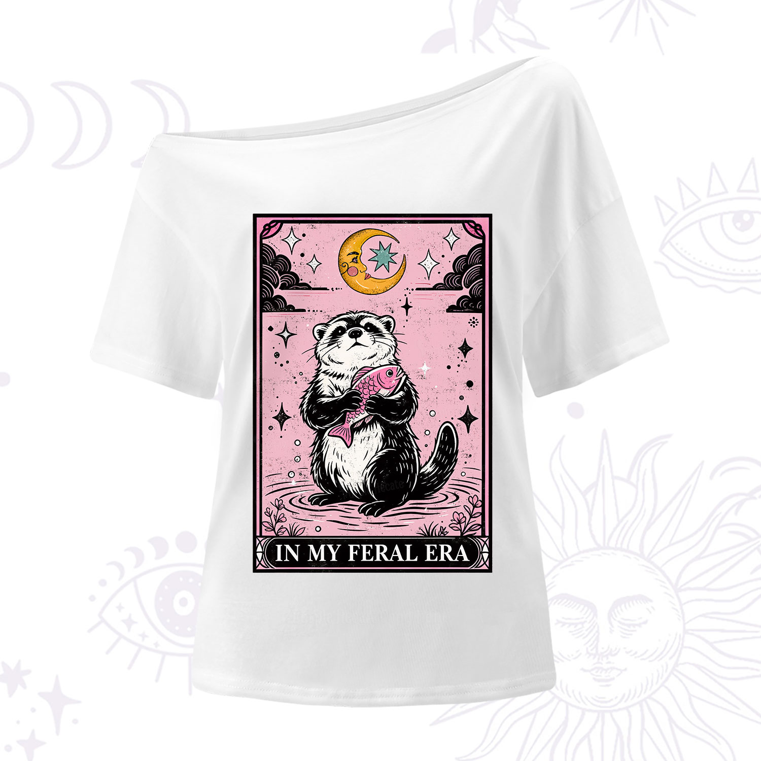 Purplehecate The In My Feral Era Tarot Otter One Shoulder T-Shirt