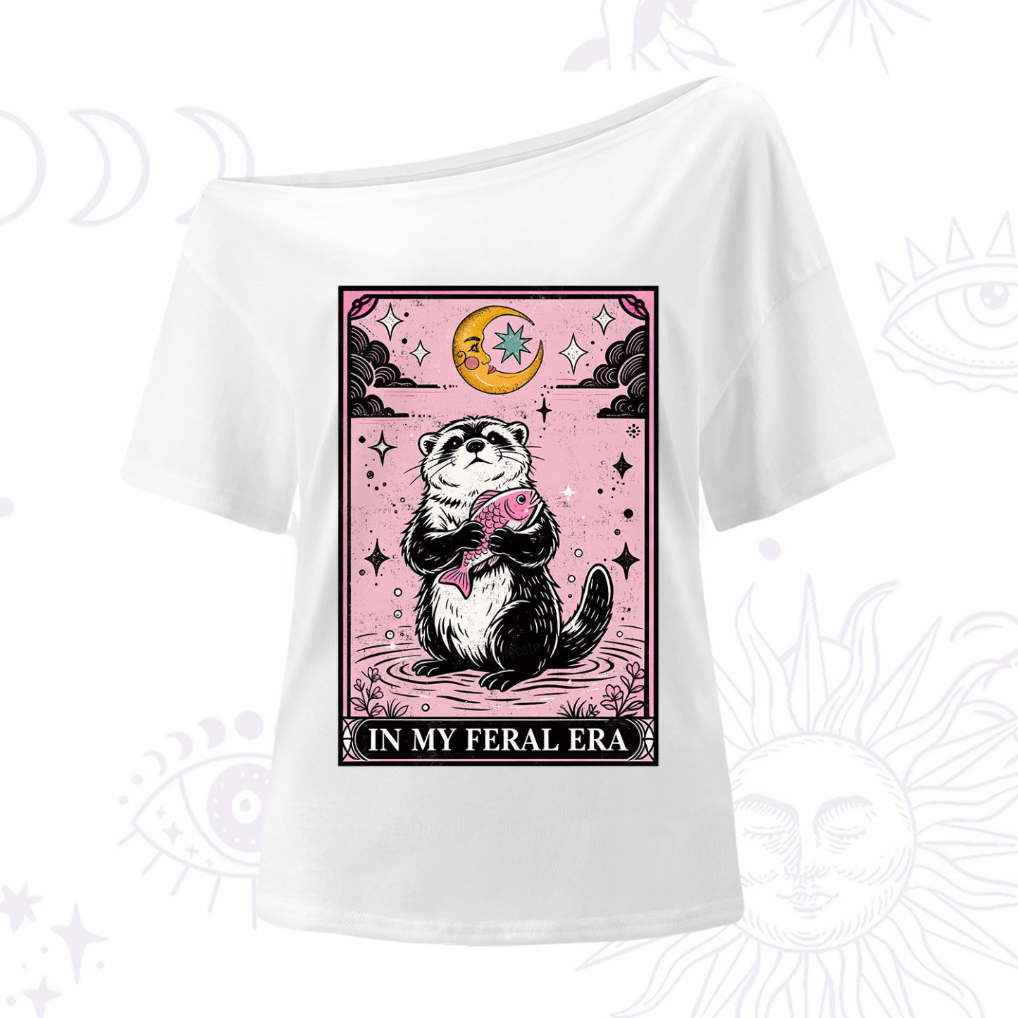 Purplehecate The In My Feral Era Tarot Otter One Shoulder T-Shirt