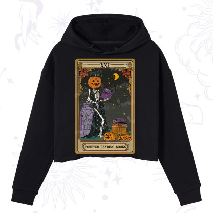 Purplehecate The Forever Reading Books Tarot Halloween Crop Hoodie