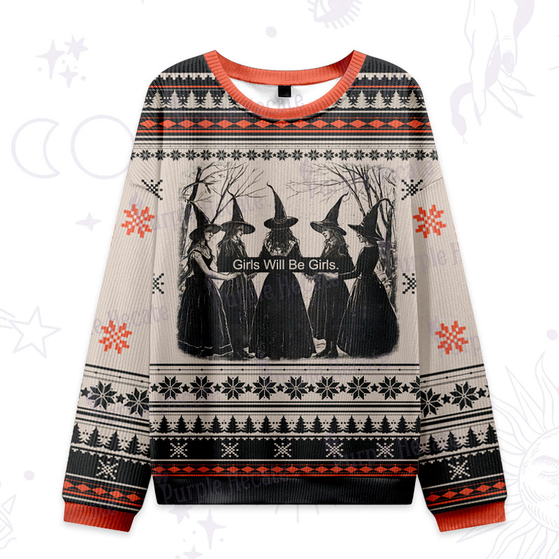 Purplehecate Girls Will Be Girls Witch Ugly Christmas Sweatshirts