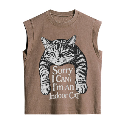 Purplehecate Sorry I Can't Go I'm an Indoor Cat Vintage Washed Tank