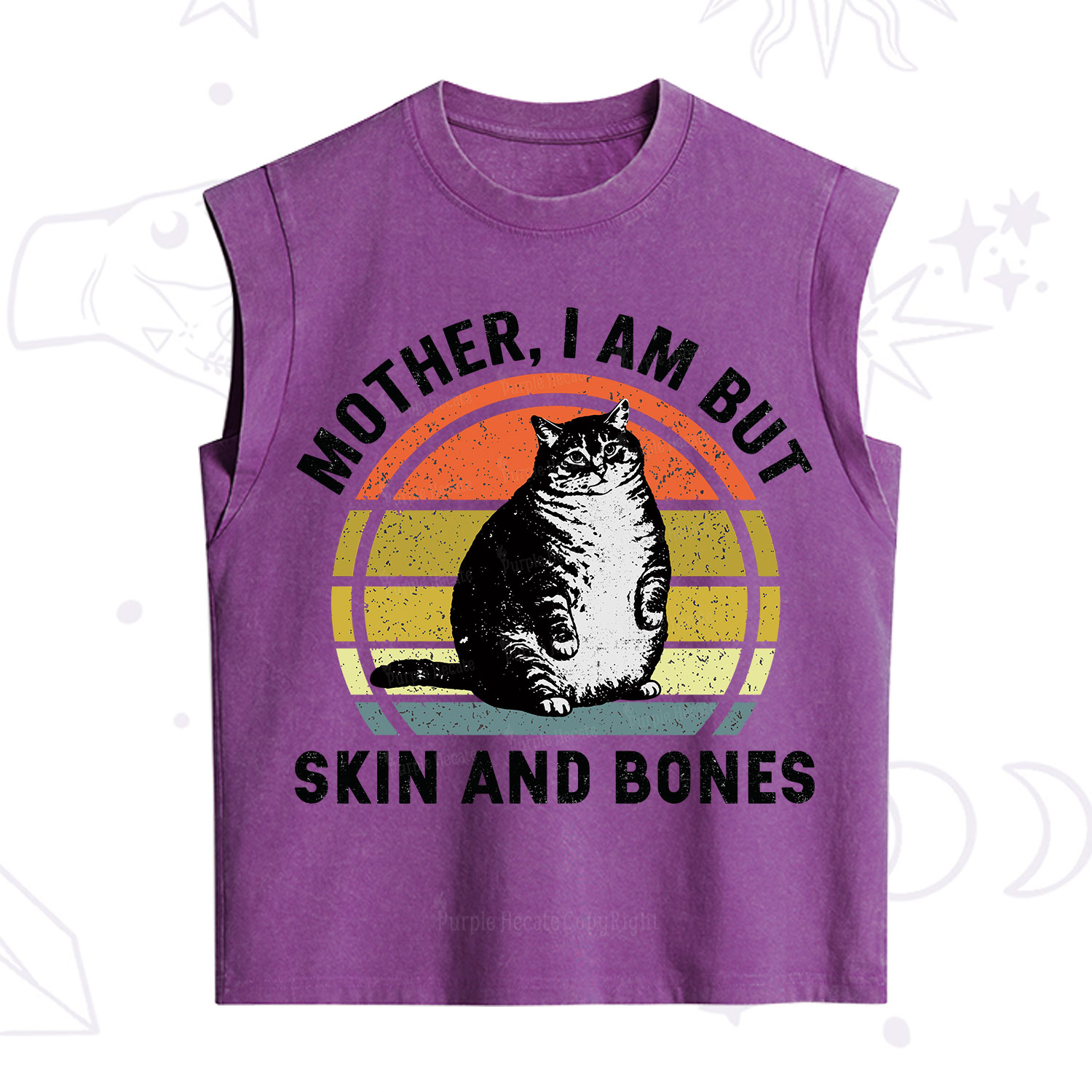 Purplehecate Mother I Am But Skin And Bones Funny Cat Vintage Washed Tank