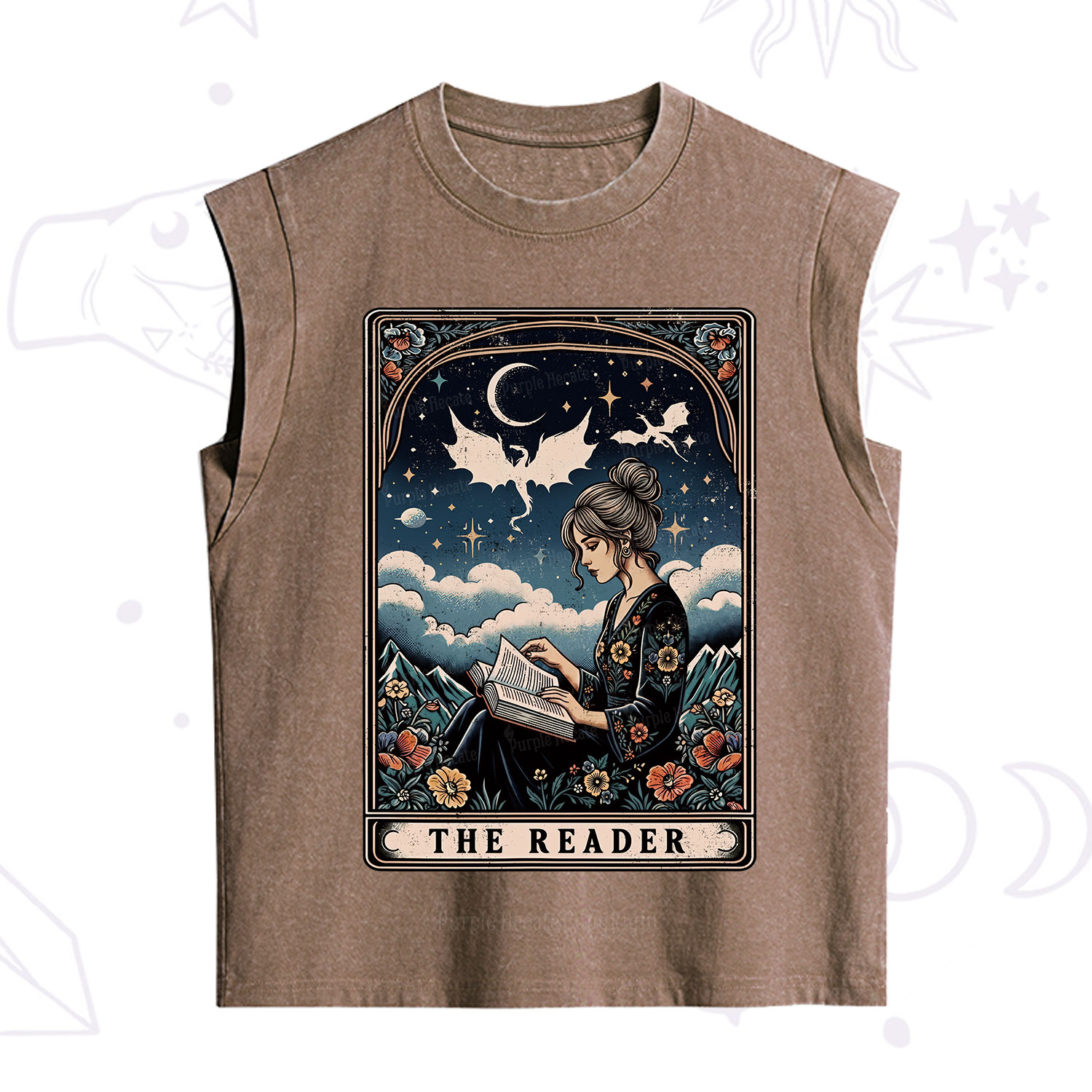Purplehecate The Reader Tarot Mystic Night Vintage Washed Tank
