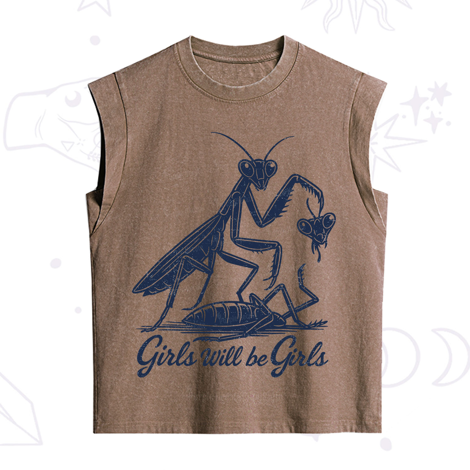 Purplehecate Girls Will Be Girls Praying Mantis Vintage Washed Tank
