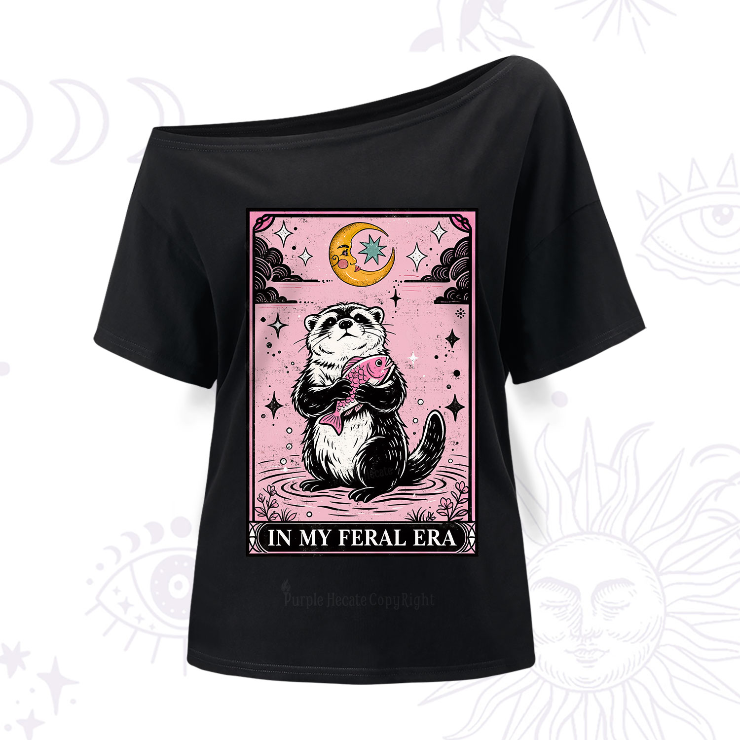 Purplehecate The In My Feral Era Tarot Otter One Shoulder T-Shirt