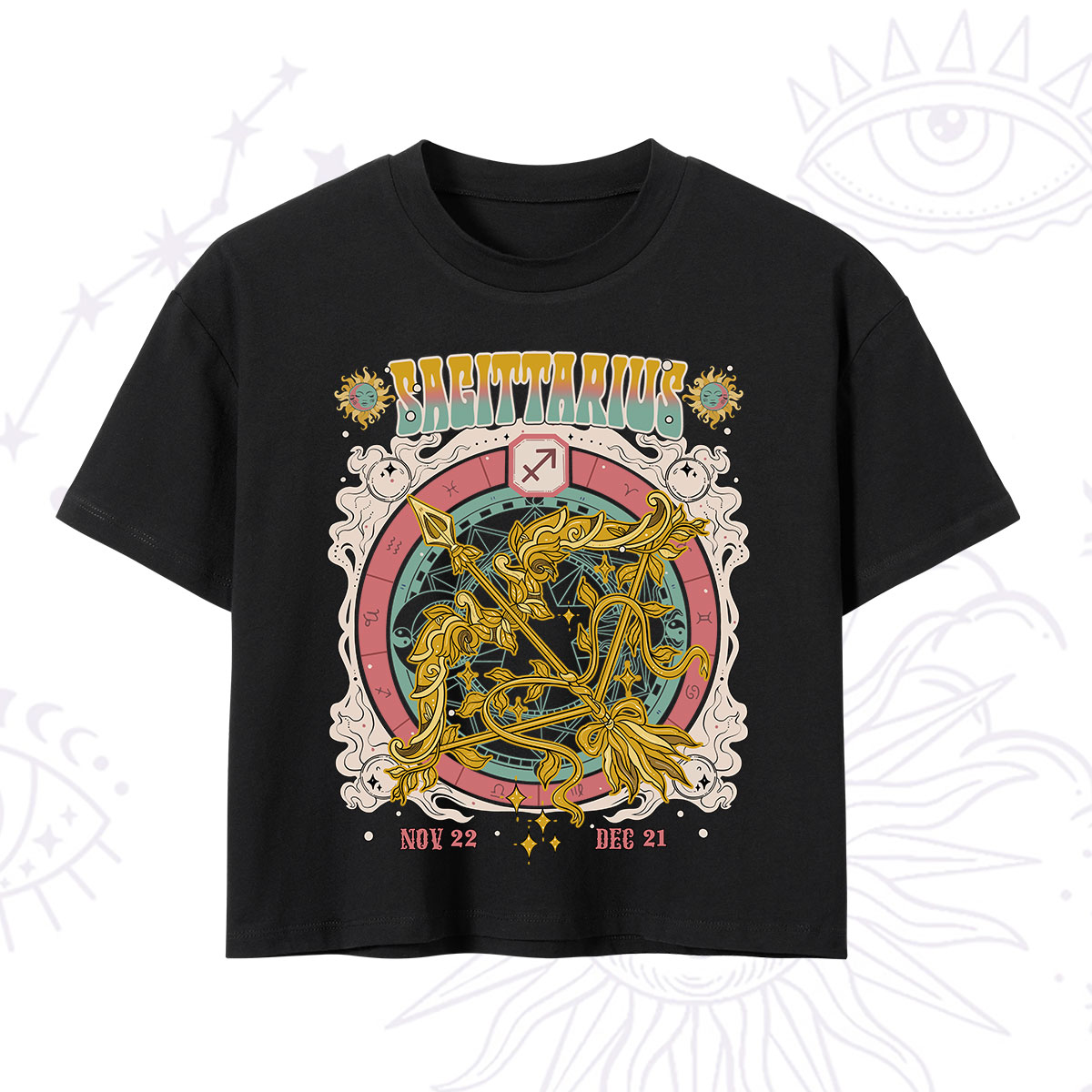 Purplehecate Sagittarius Cosmic Zodiac Crop T-Shirt