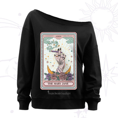 Purplehecate The Mary Jane Tarot Off The Shoulder Sweatshirt
