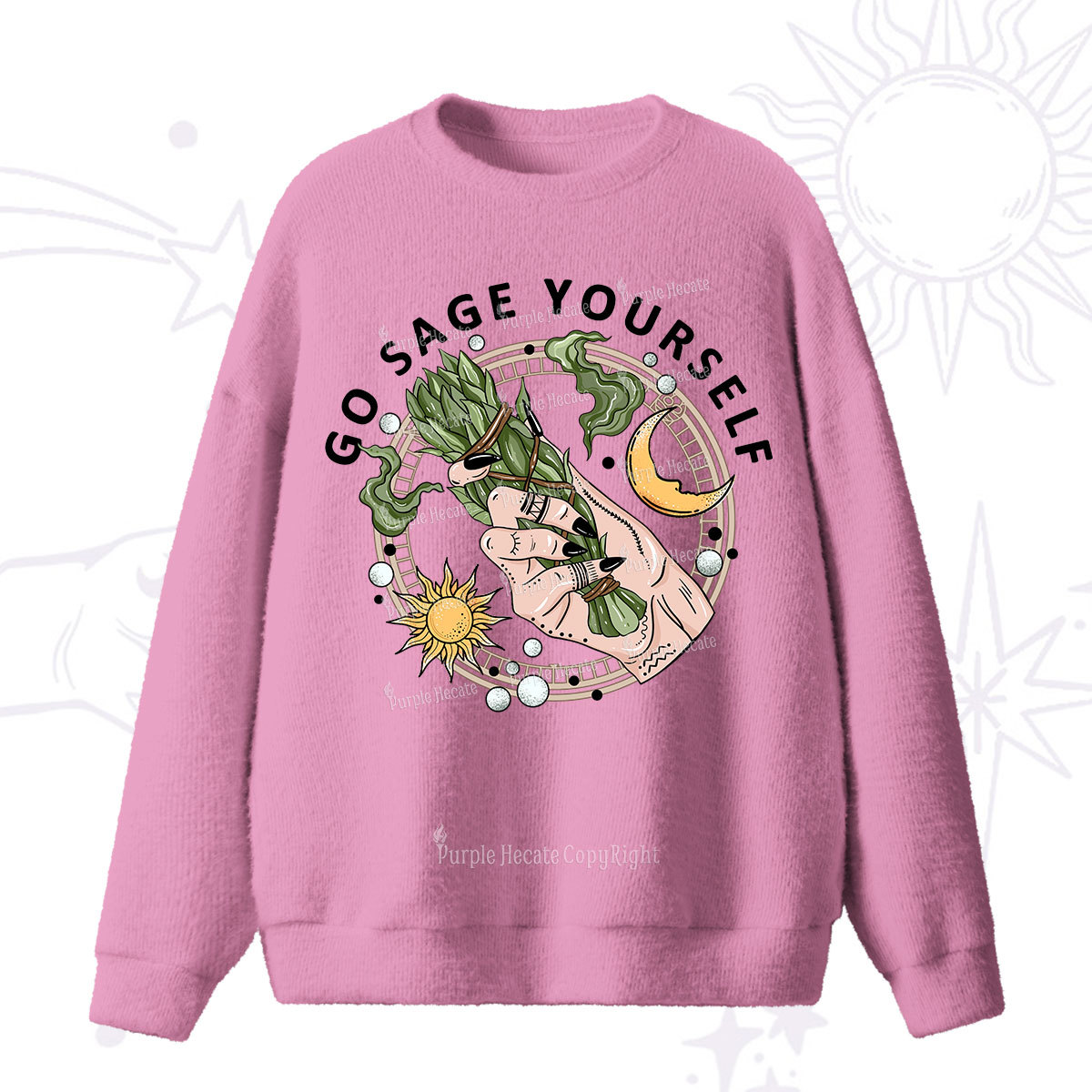 Purplehecate Go Sage Yourself Fuzzy Ugly Sweater