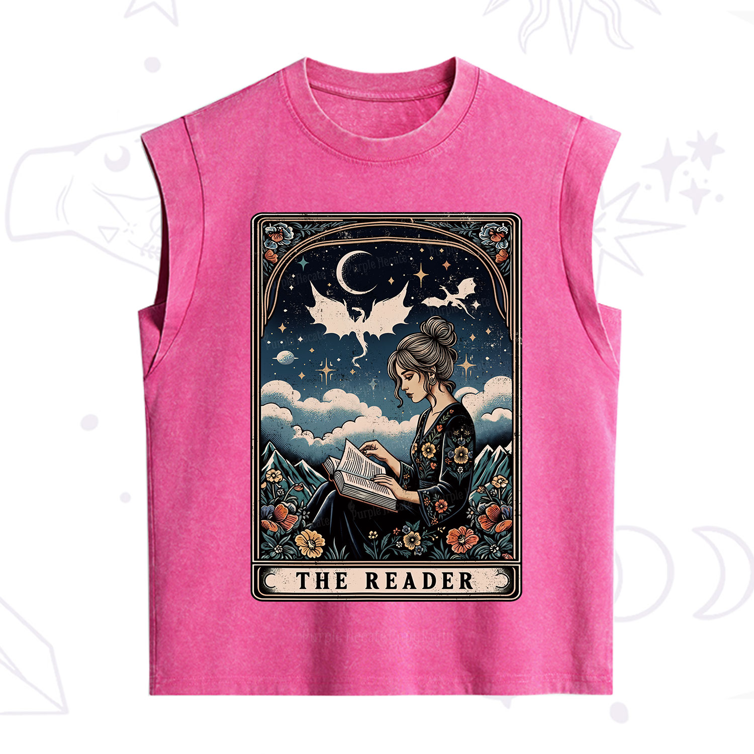 Purplehecate The Reader Tarot Mystic Night Vintage Washed Tank
