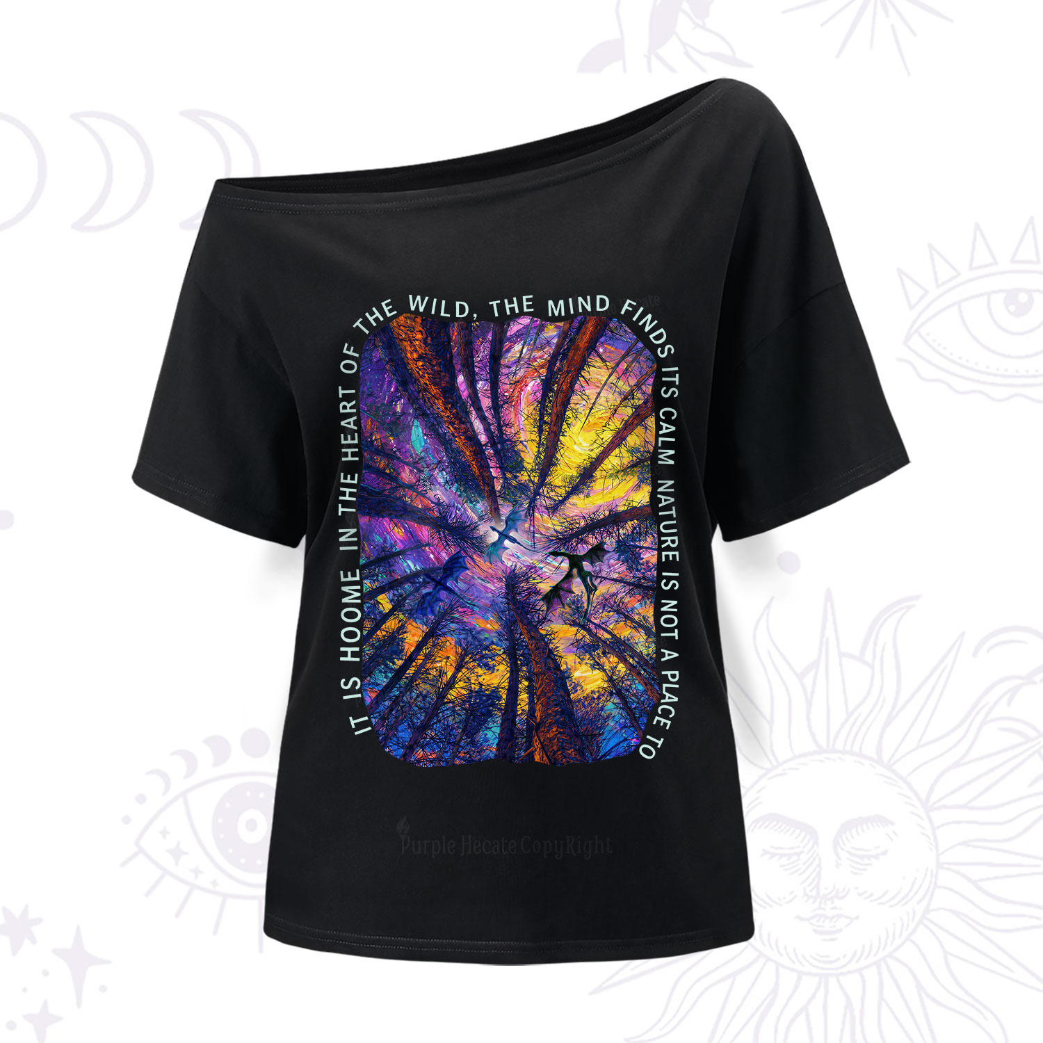 Purplehecate Forest Mindscape Night Sky One Shoulder T-Shirt