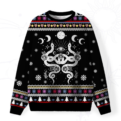 Purplehecate Lunar Serpent Alchemy Fuzzy Ugly Christmas Sweatshirt
