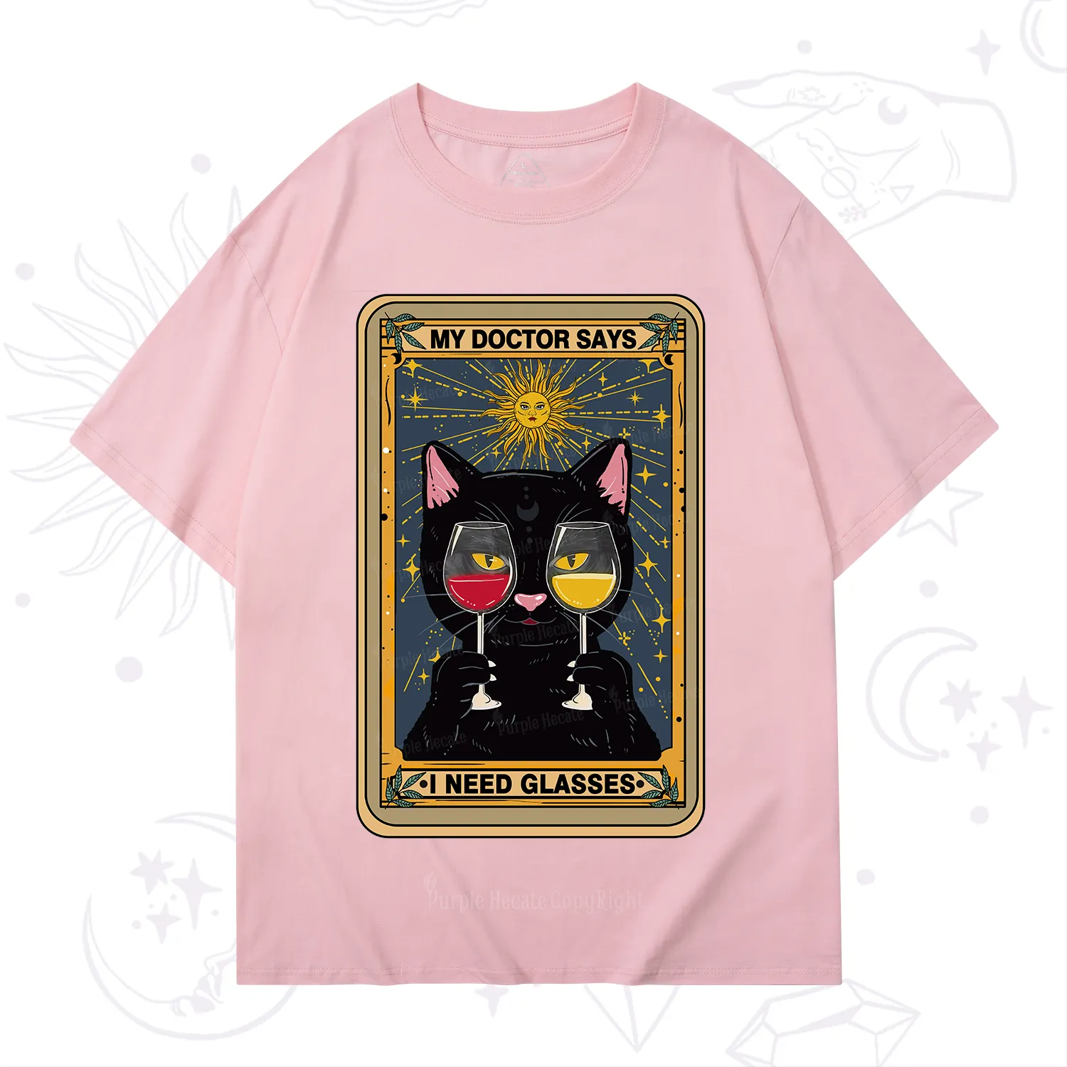 Purplehecate Funny Black Cat My Doctor Says I Need Glasses Tarot T-Shirt
