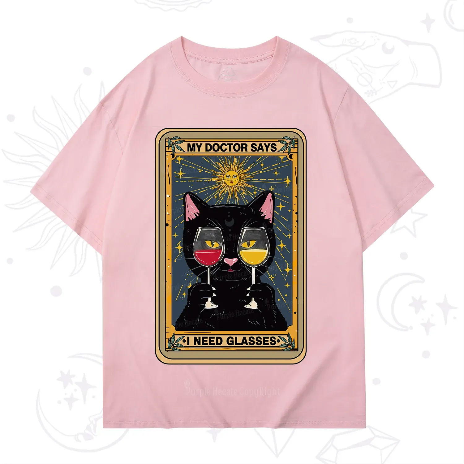 Purplehecate Funny Black Cat My Doctor Says I Need Glasses Tarot T-Shirt