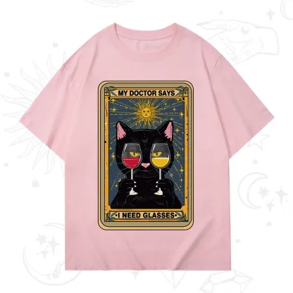 Purplehecate Funny Black Cat My Doctor Says I Need Glasses Tarot T-Shirt