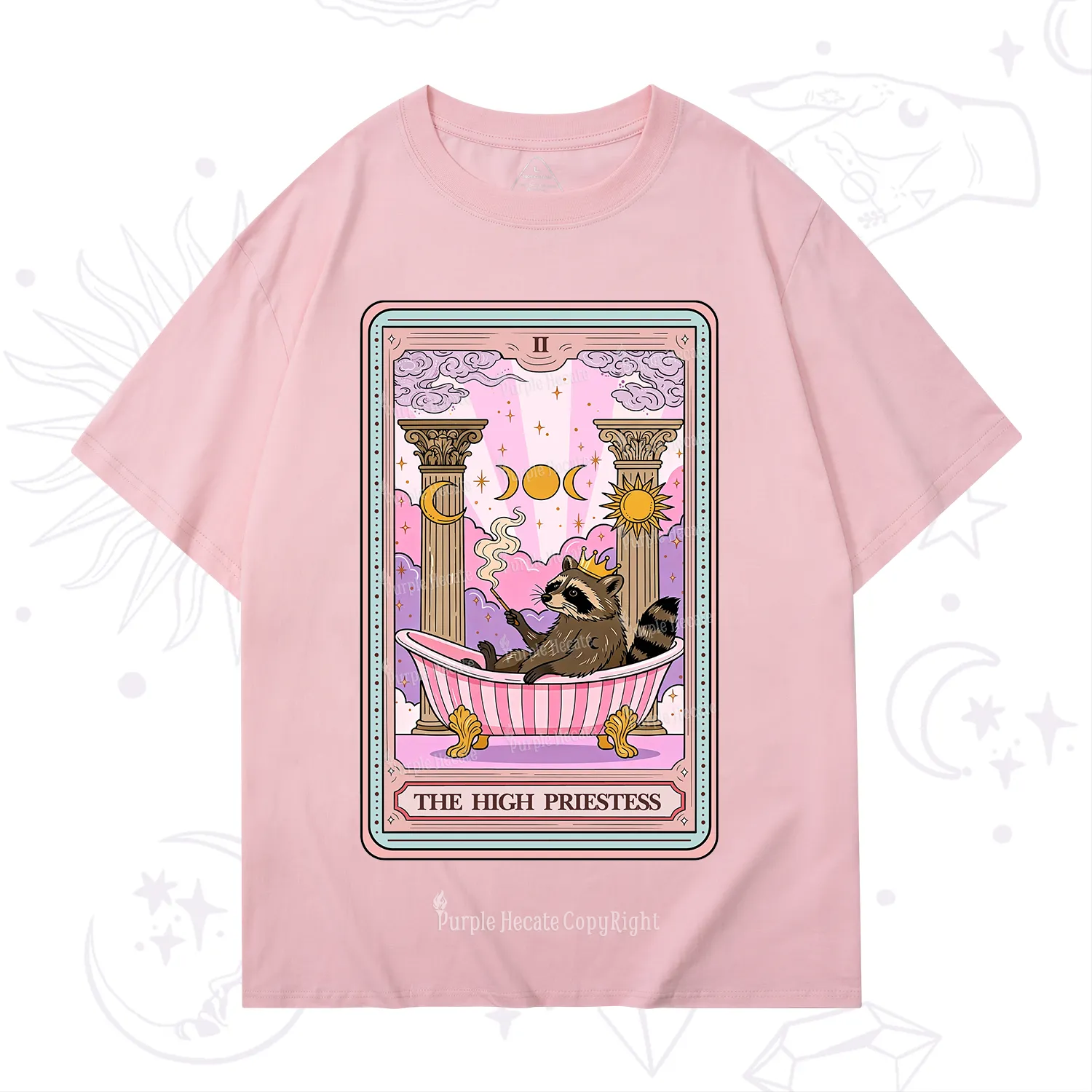 Purplehecate The High Priestess Raccoon Tarot T-Shirt