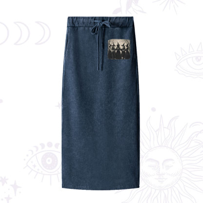 Purplehecate Girls Will Be Girls Witch Washed Drawstring Long Skirt