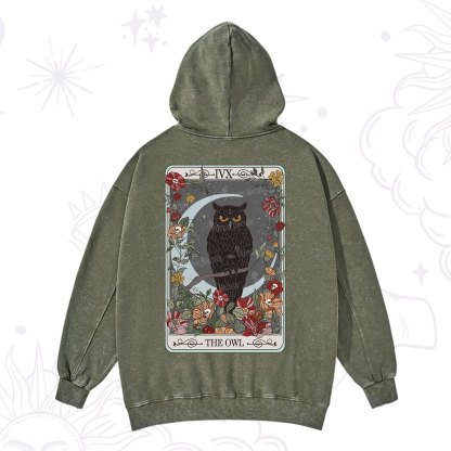 Purplehecate The Owl Tarot Washed Hoodie