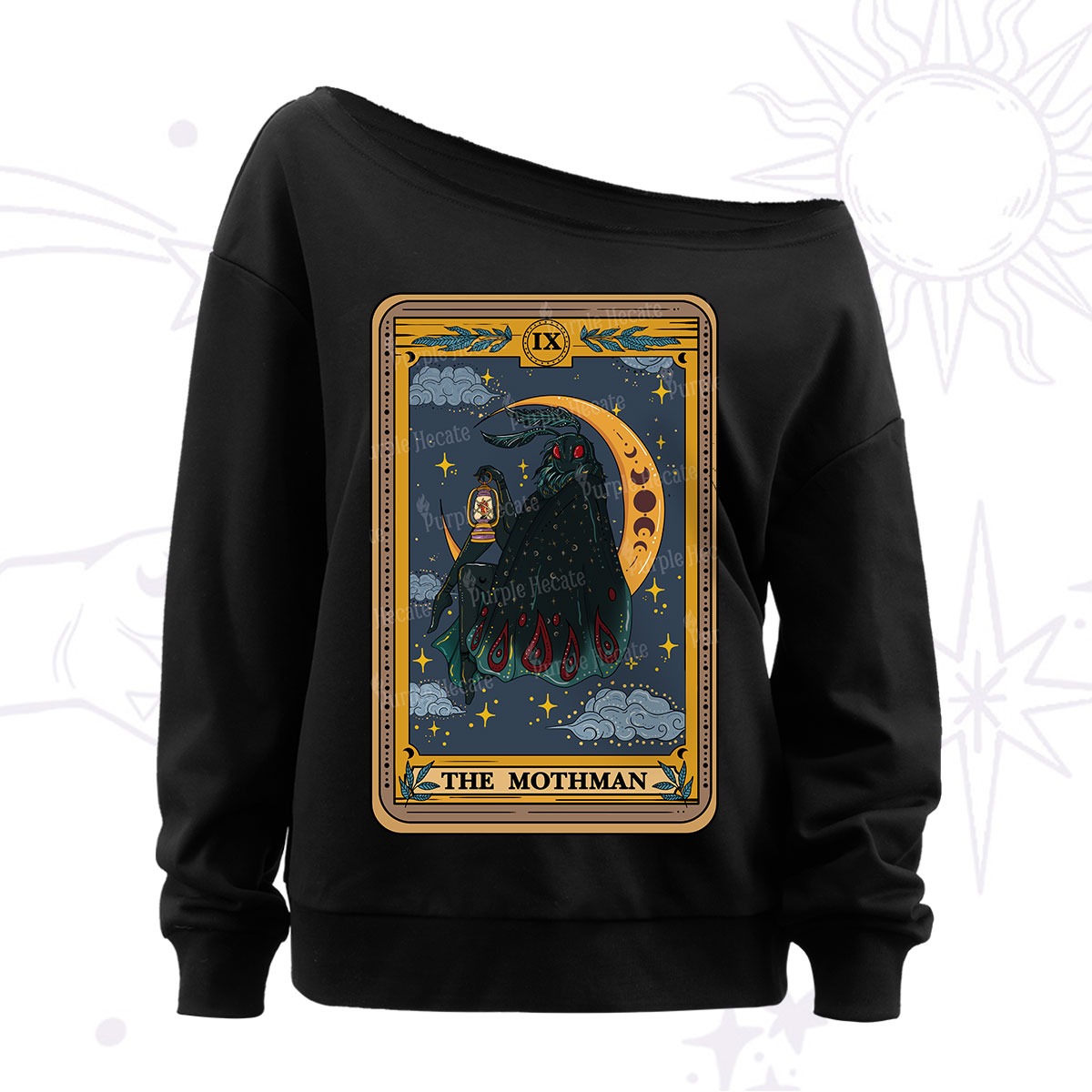 Purplehecate The Mothmen Tarot Off The Shoulder Sweatshirt